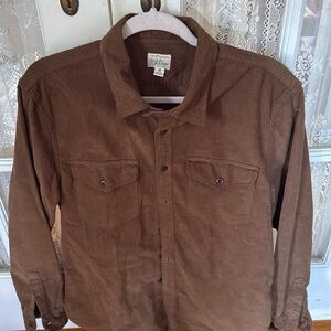 Men's J Crew Brown Corduroy CPO shirt size Medium